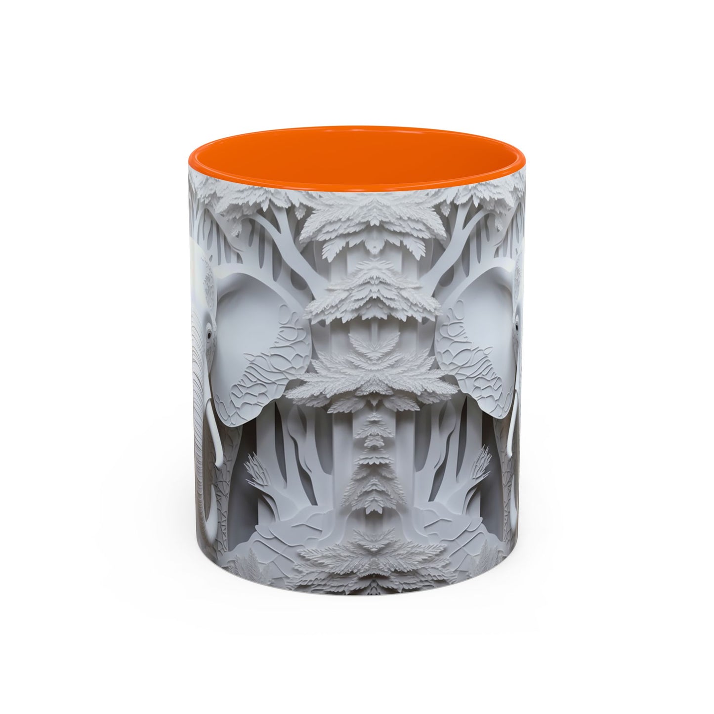 Elephant Relief Accent Coffee Mug  Grey Carved Jungle Design (11/15oz)
