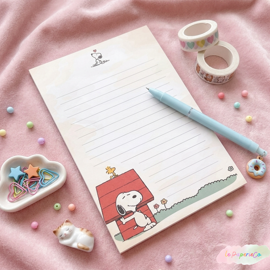 Cute Snoopy Dog House Vintage Aesthetic Notepad | Half Letter Notepad, 60 pages