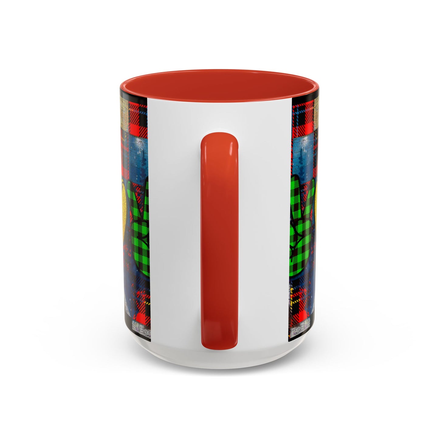 Plaid Christmas Trees Heart Mug | Accent Coffee Mug