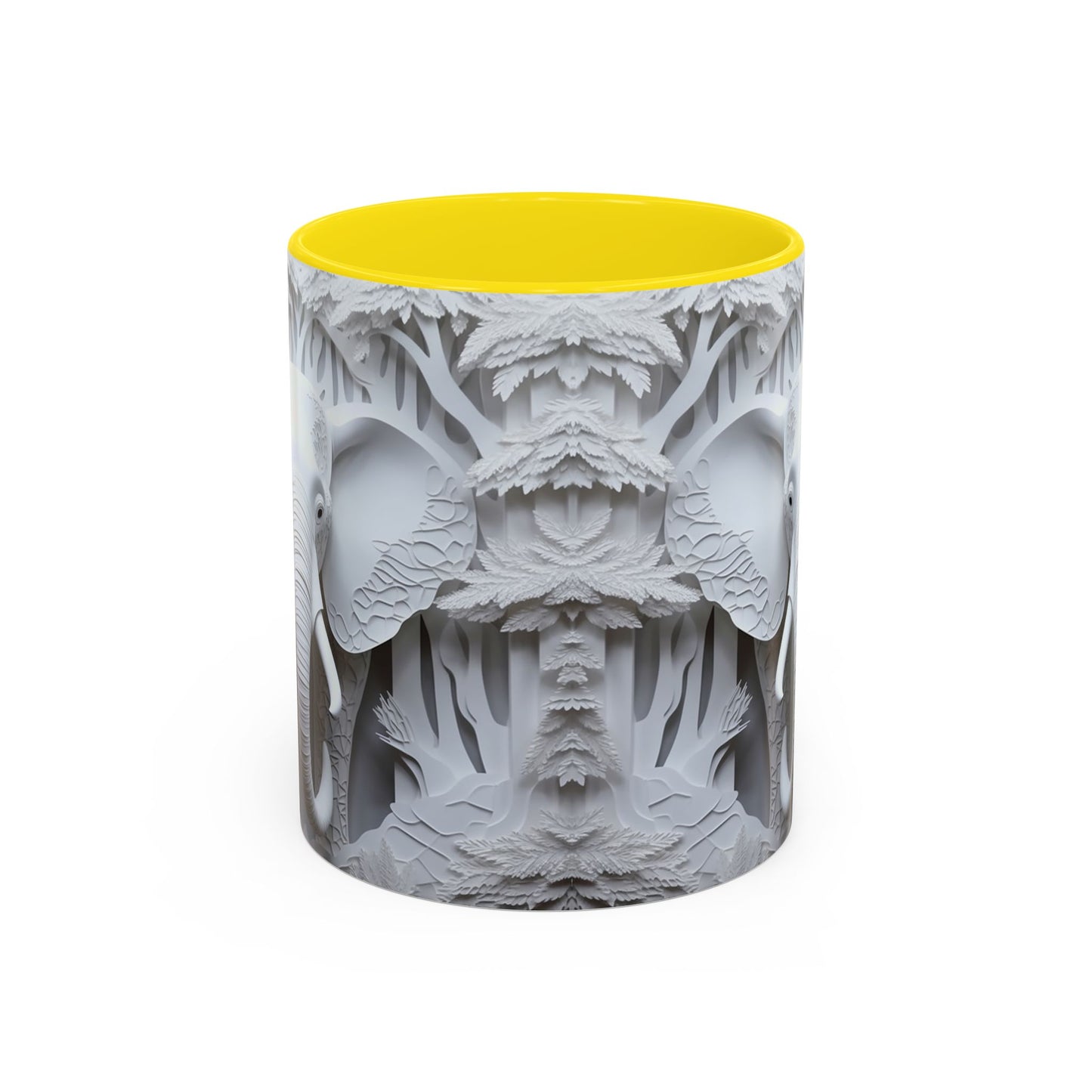 Elephant Relief Accent Coffee Mug — Grey Carved Jungle Design (11/15oz)