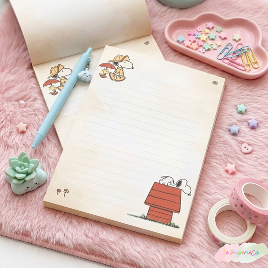 Cute Snoopy & Woodstock Vintage Notepad | Half Letter Notepad, 60 pages
