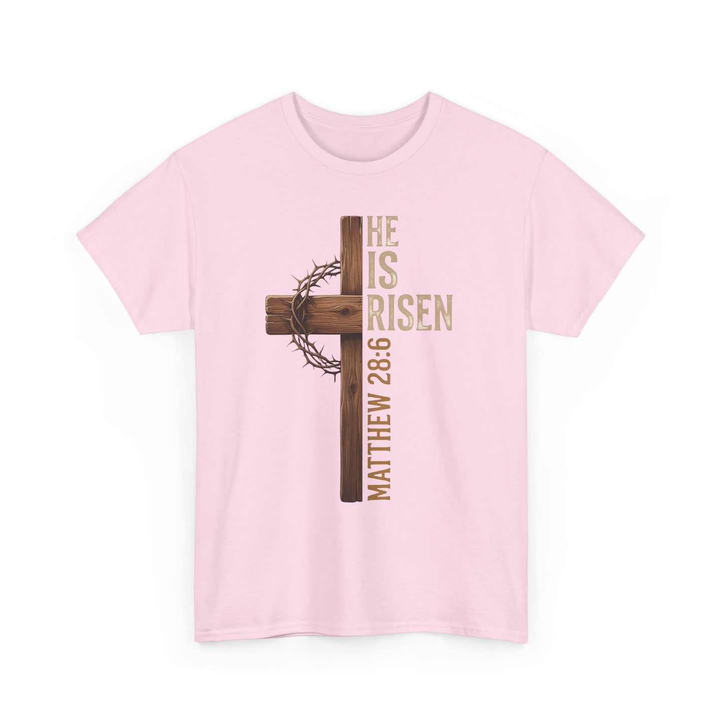 He Is Risen Cross T-Shirt | Matthew 28:6 Christian Easter Tee