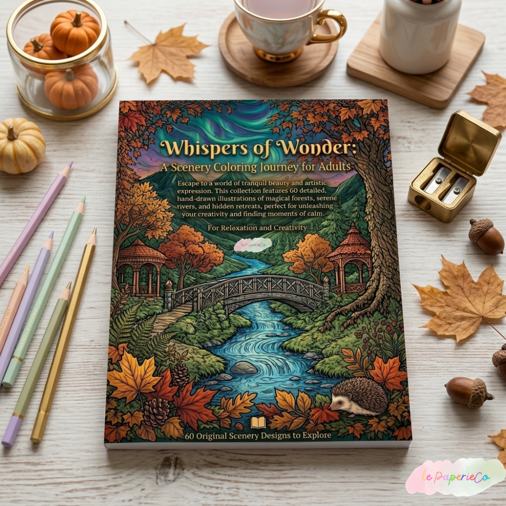 Whispers of Wonder: A Scenery Coloring Journey for Adults, 60 pages