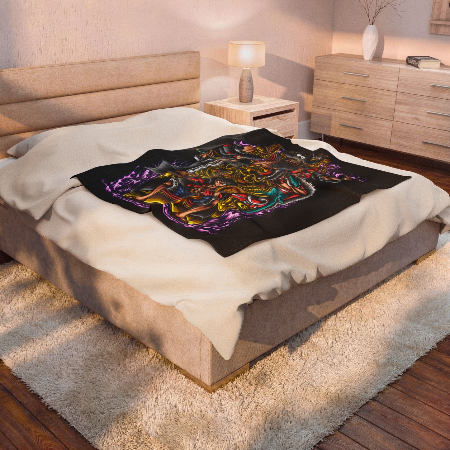 One Piece Straw Hat Crew Blanket | Anime Pirate Crew Velveteen Throw