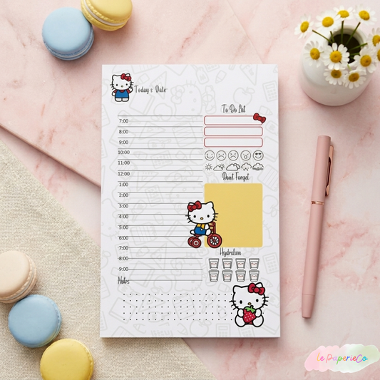 Kawaii Hello Kitty Daily Planner Notepad – 50 Pages, Cute Stationery, Gift Idea