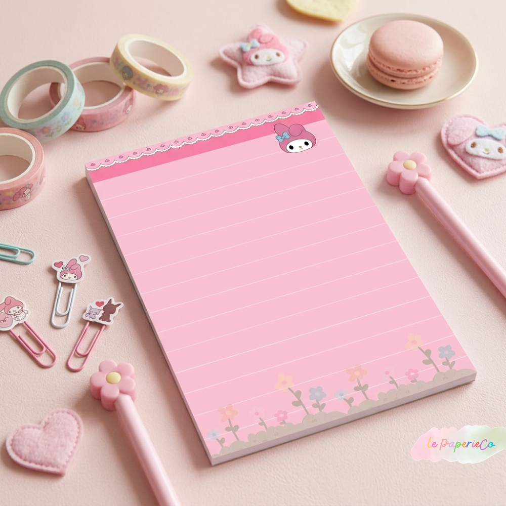Kawaii My Melody Notepad | 50 pages, Half letter Size
