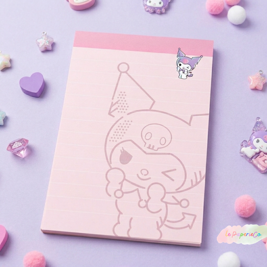 Adorable Kuromi Notepad | 50 pages, Half letter Size