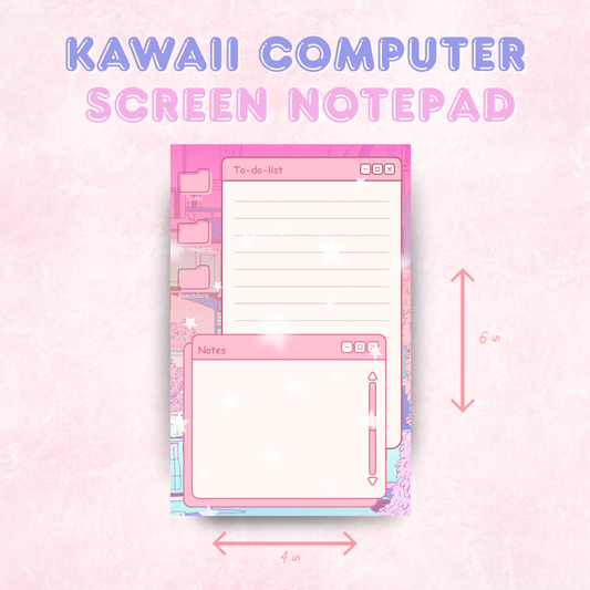 Kawaii Computer Screen Notepad | 50 pages (4x6 in)