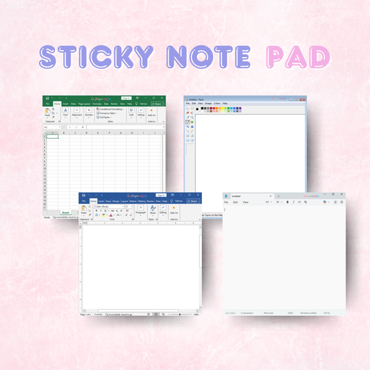 Windows Inspired  Notepad Collection | Excel, Word, Paint, Notepad 4x4  in. (50 pages)
