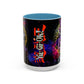 Yu-Gi-Oh! Dark Magician & Dark Magician Girl Accent Coffee Mug | Anime Duelist Galaxy Design (11/15oz)