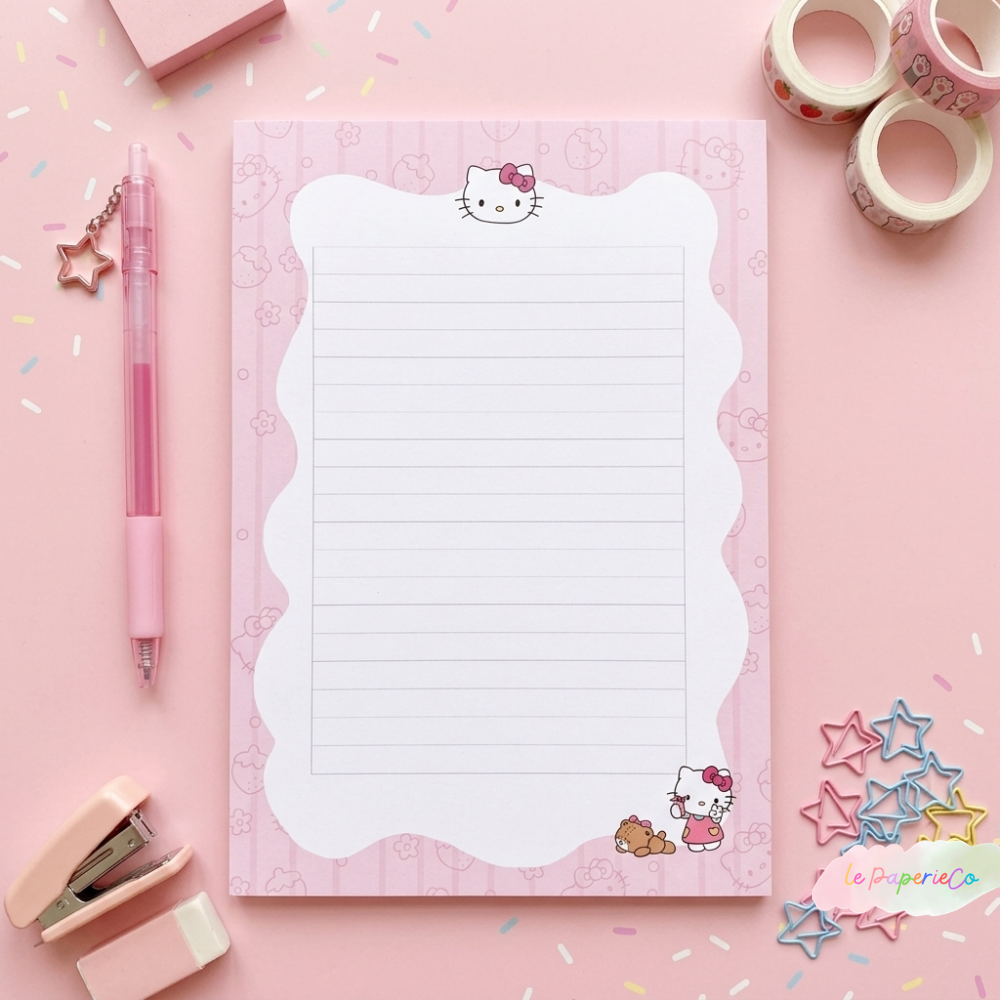Kawaii Hello Kitty Notepad | Half Letter Size, 50 pages