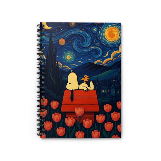 Starry Night Snoopy Scene Notebook Spiral Ruled Journal