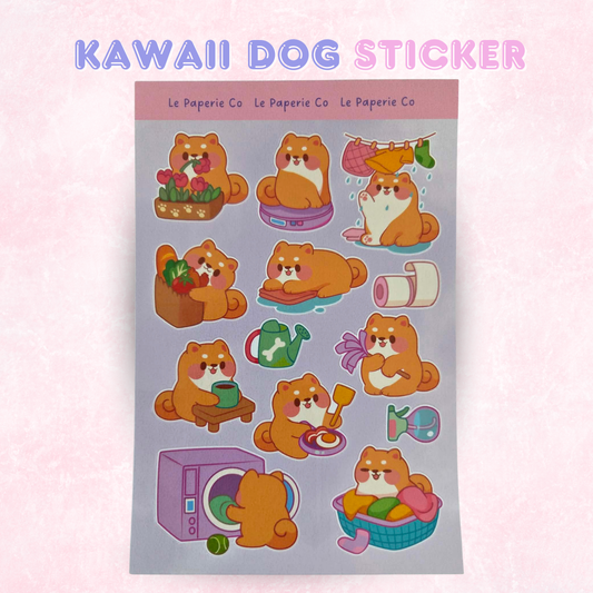 Kawaii Dog Sticker Sheet | Adorable Shiba Inu Decals
