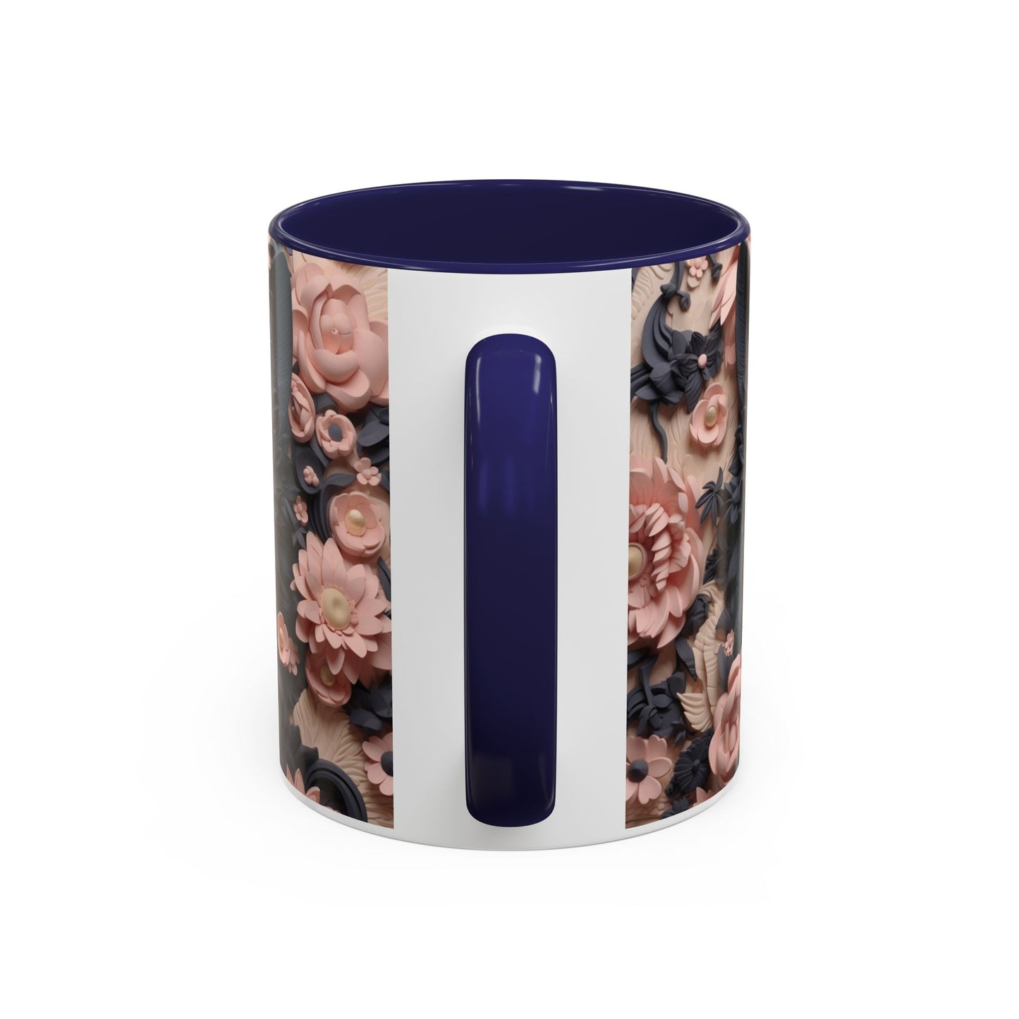 Black Cat & Pink Roses Accent Coffee Mug  11/15oz Floral Cat Art