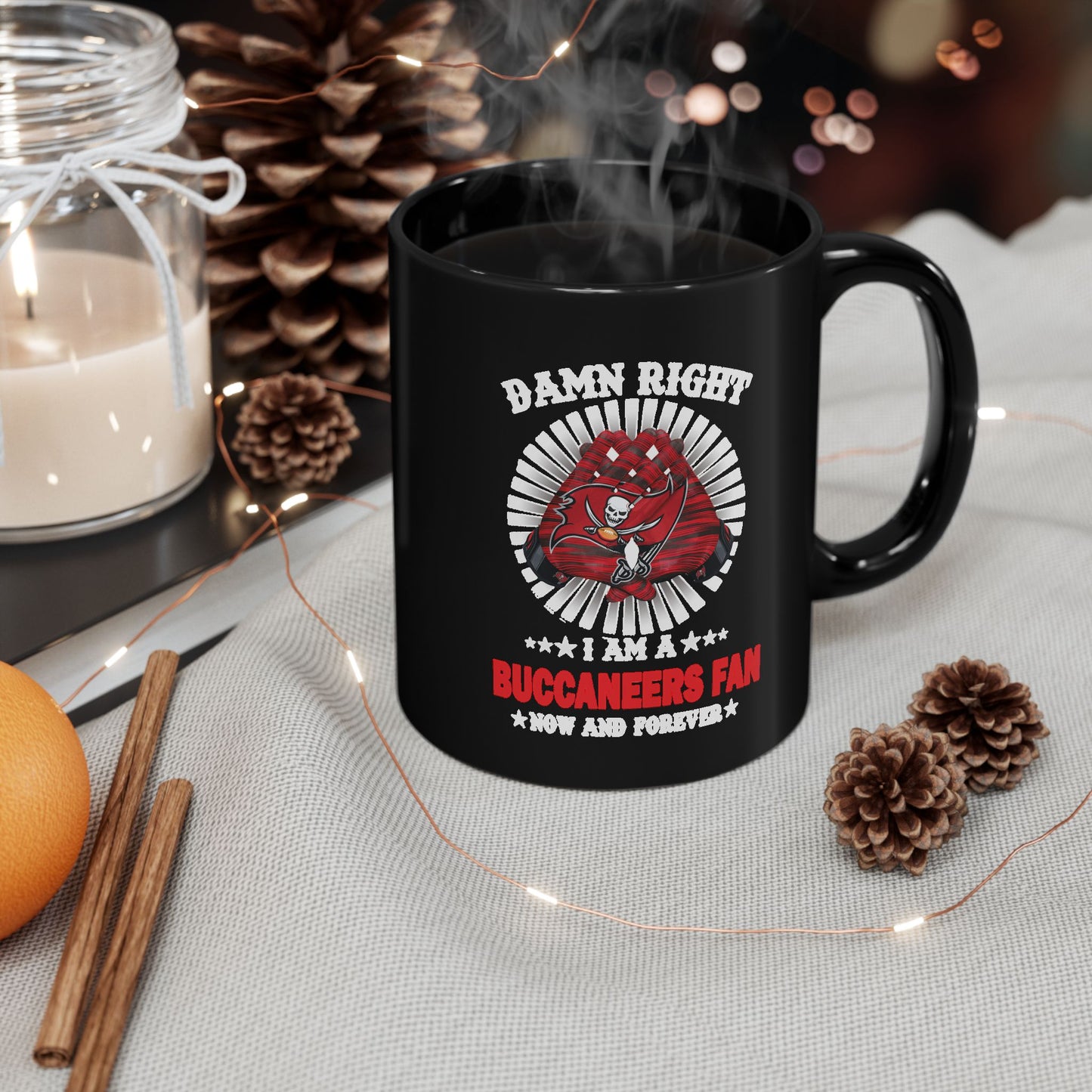 Buccaneers Fan Mug — Pirate Skull & Rose Graphic (11oz/15oz)