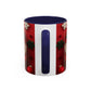 Cute Santa Pattern Accent Coffee Mug | Christmas Holiday Snowflakes