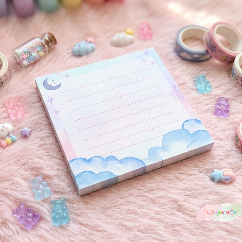 Kawaii Pastel Dreamy Cloud Notepad | 3x3 in, 50 Sheets