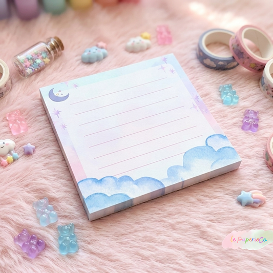 Kawaii Pastel Dreamy Cloud Notepad | 3x3 in, 50 Sheets