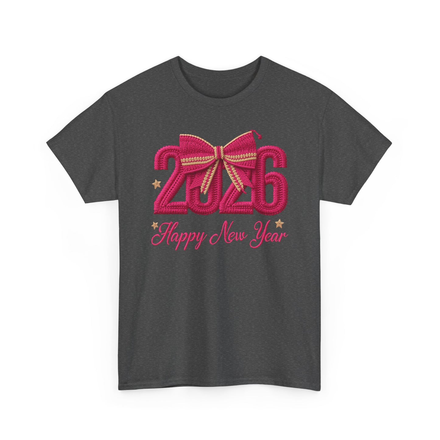2026 Happy New Year Tee  Festive Pink Bow Celebration T-Shirt
