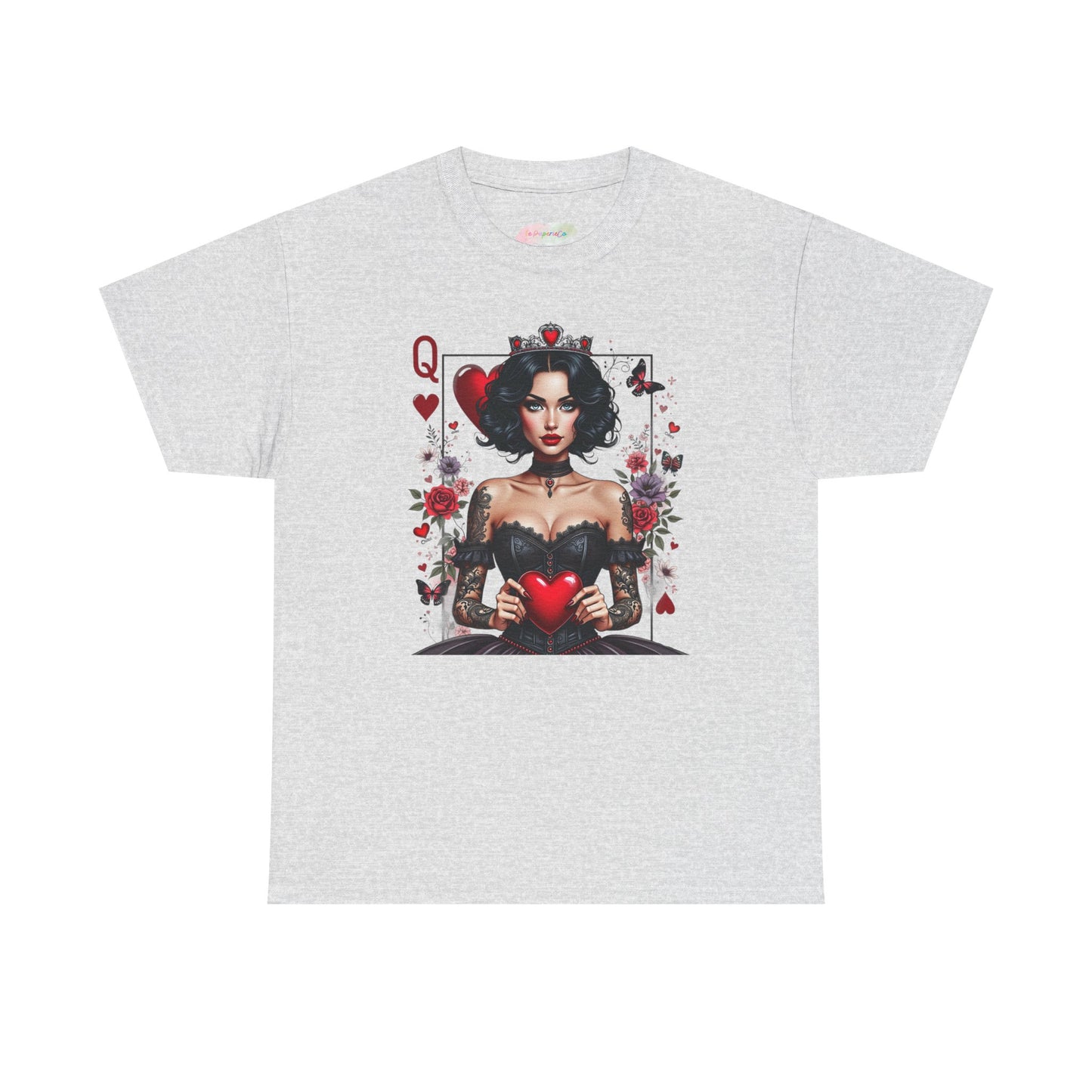 Queen of Hearts Playing Card tee | Retro Pinup Card Art, Heart Motif