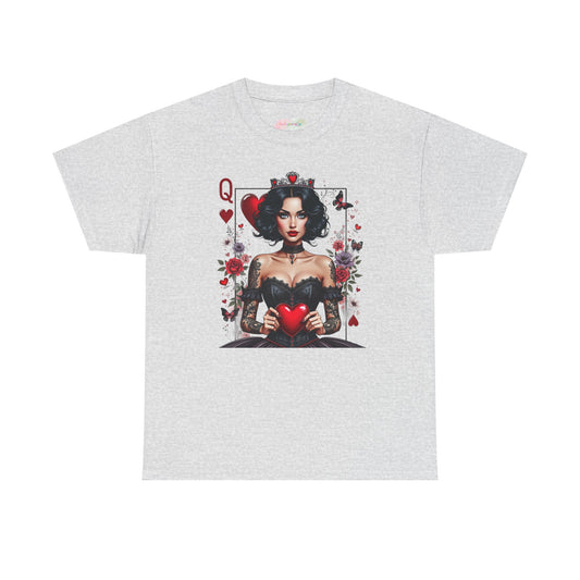 Queen of Hearts Playing Card tee | Retro Pinup Card Art, Heart Motif
