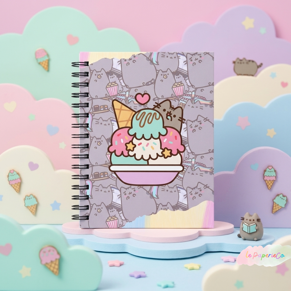 Kawaii Pusheen Triple Scoop Ice Cream Notebook | A5 Notebook