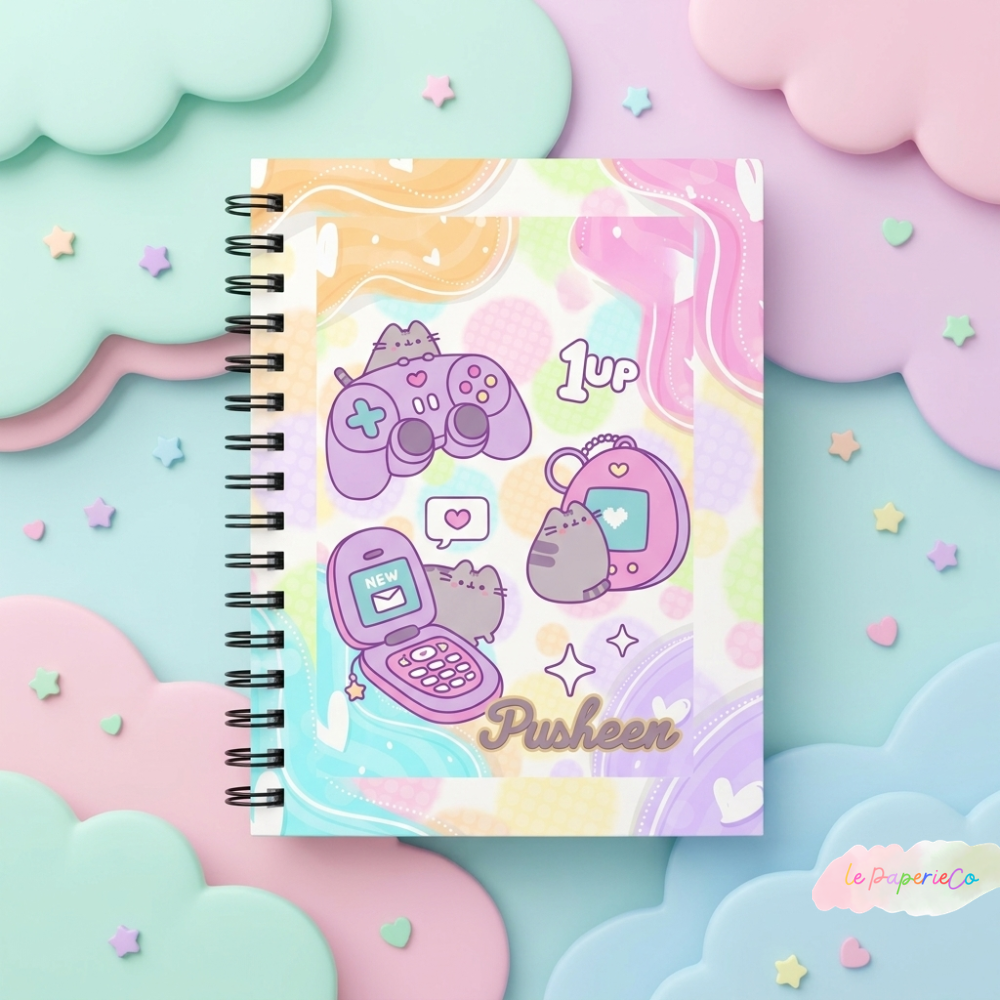 Kawaii Pusheen Retro Gamer Y2K Notebook | A5 Notebook