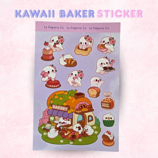 Kawaii Baker Sticker Sheet | Adorable Chibi Baking Character Decal