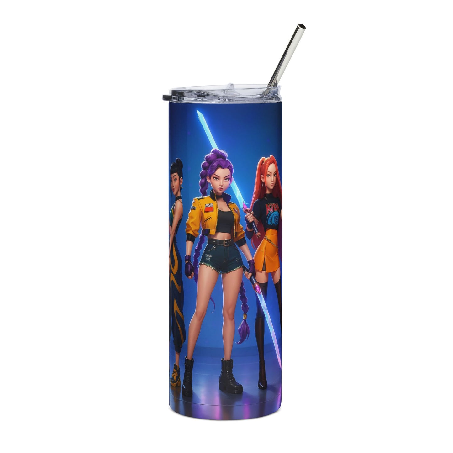 Neon Cyber Girls Stainless Steel Tumbler | 20oz Skinny Travel Cup