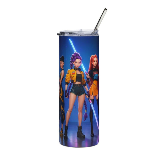 Neon Cyber Girls Stainless Steel Tumbler | 20oz Skinny Travel Cup