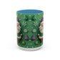 Whimsical Santa Pattern Accent Coffee Mug | Christmas Santa Snowflakes 11oz 15oz
