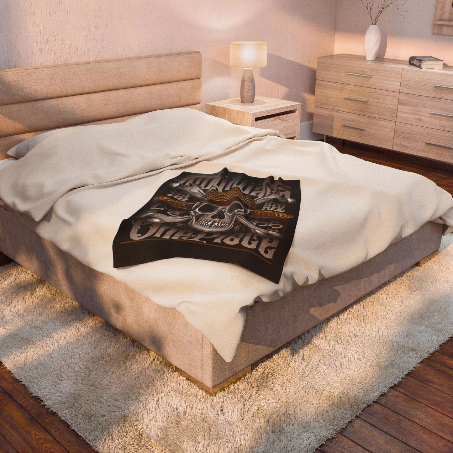 Velveteen Plush Blanket — One Piece Straw Hat Skull Pirate Throw
