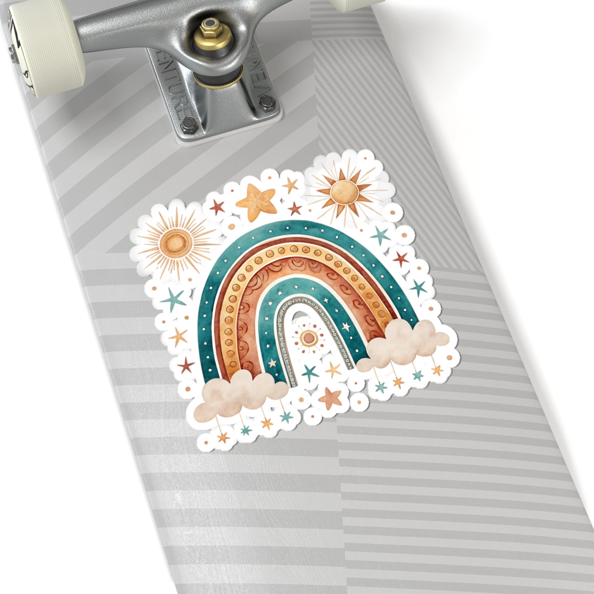 Boho Rainbow Sticker — Sun, Stars & Clouds Kiss-Cut Decal