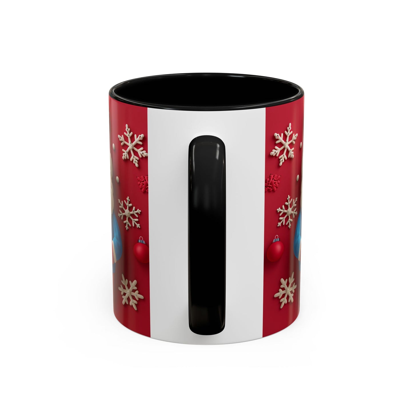 Clay Santa Pattern Mug | Christmas Snowflake Accent Coffee Mug