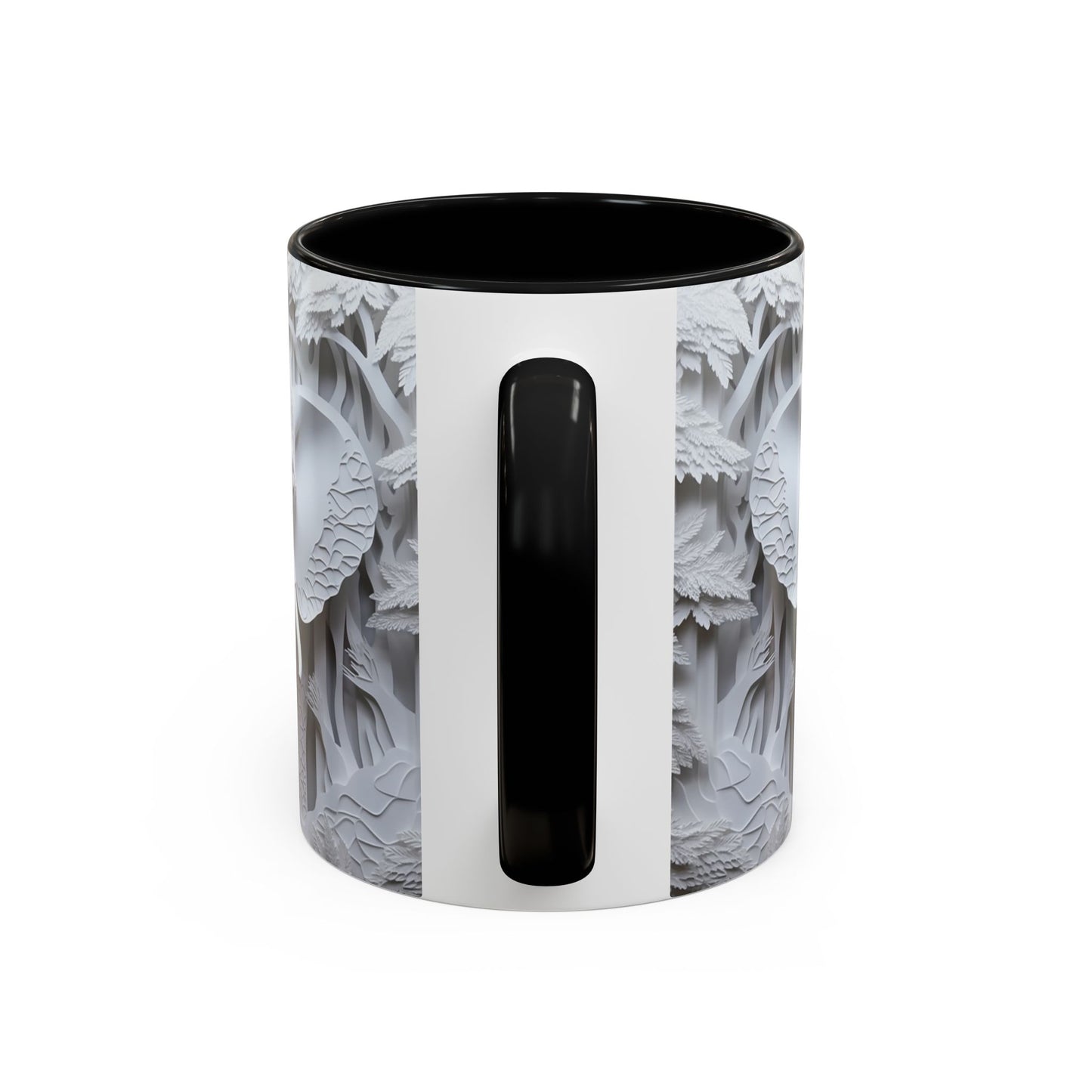 Elephant Relief Accent Coffee Mug  Grey Carved Jungle Design (11/15oz)