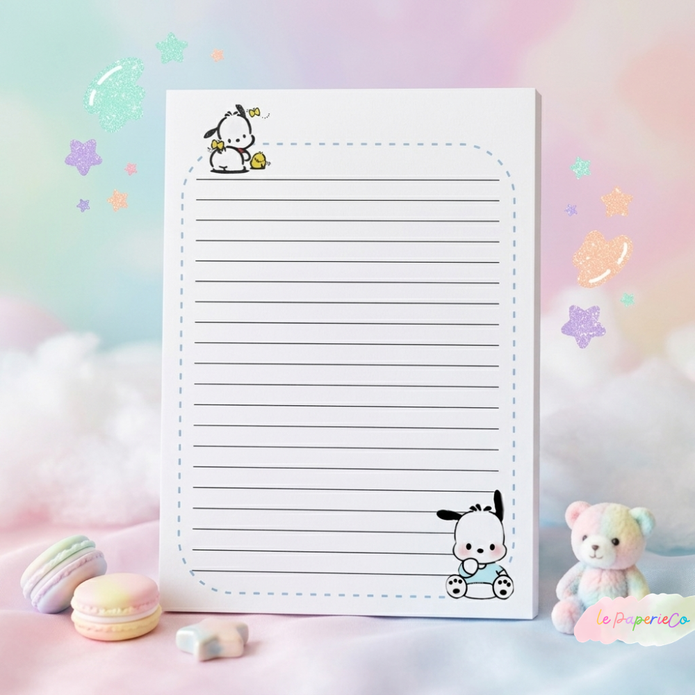 Kawaii Pochacco Notepad | Half Letter Notepad, 50 pages