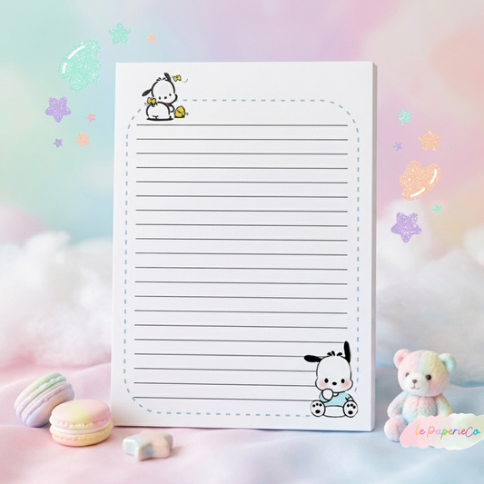 Kawaii Pochacco Notepad | Half Letter Notepad, 50 pages