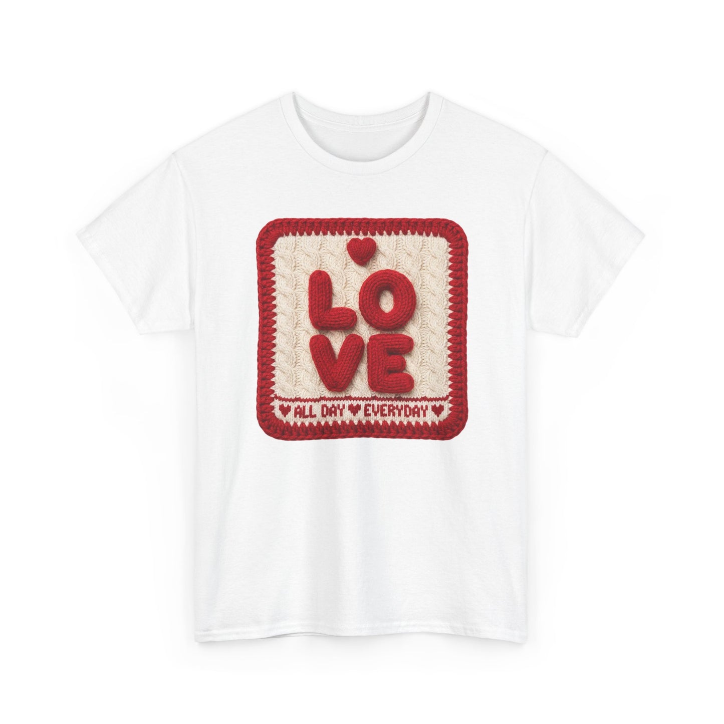 Love Patch T-Shirt — 'Love All Day Everyday' Retro Heart Graphic Tee