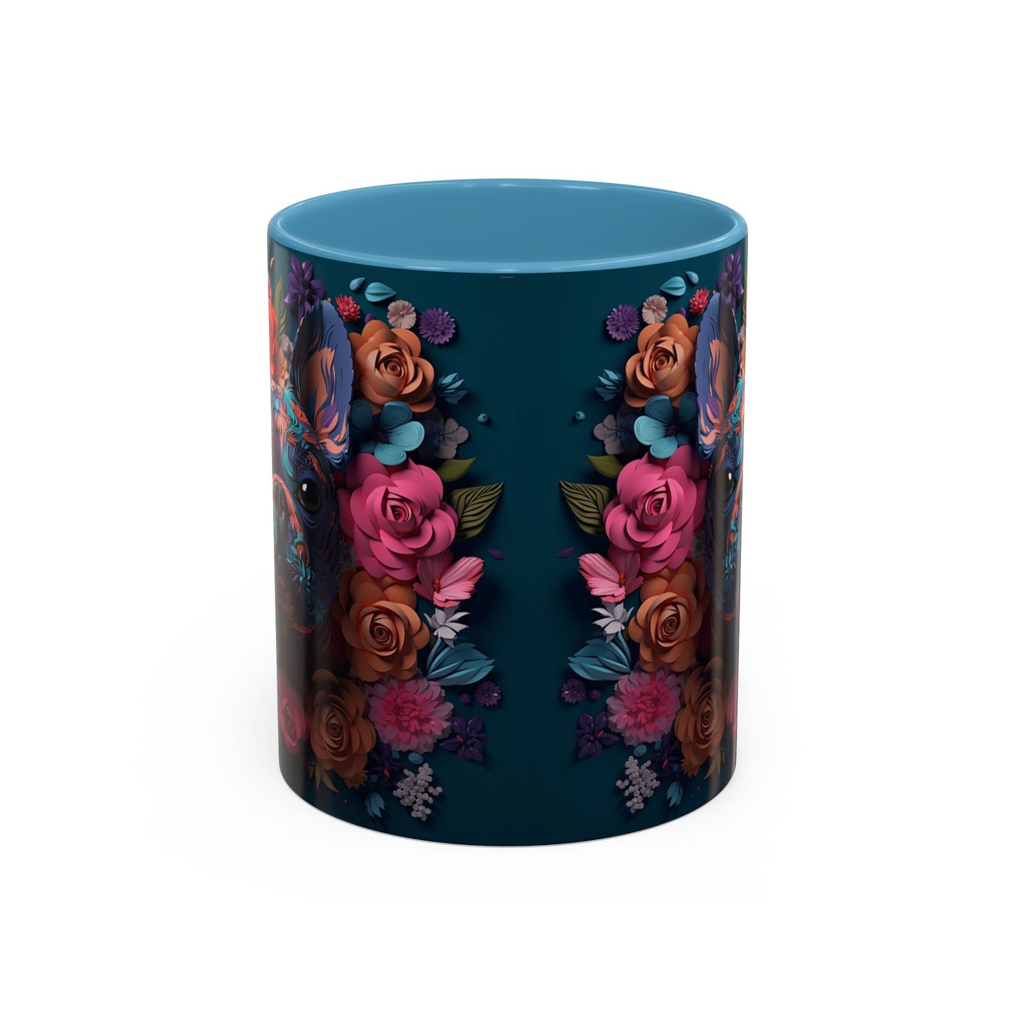 Floral French Bulldog Accent Coffee Mug  Colorful Dog Art 11/15oz
