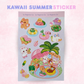 Kawaii Summer Sticker Sheet | Pastel Beach, Pool, Sun Characters