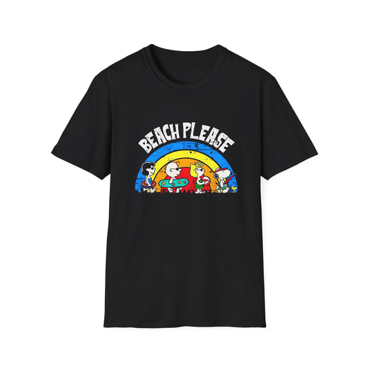 Beach Please T-Shirt — Vintage Rainbow Snoopy Summer Tee