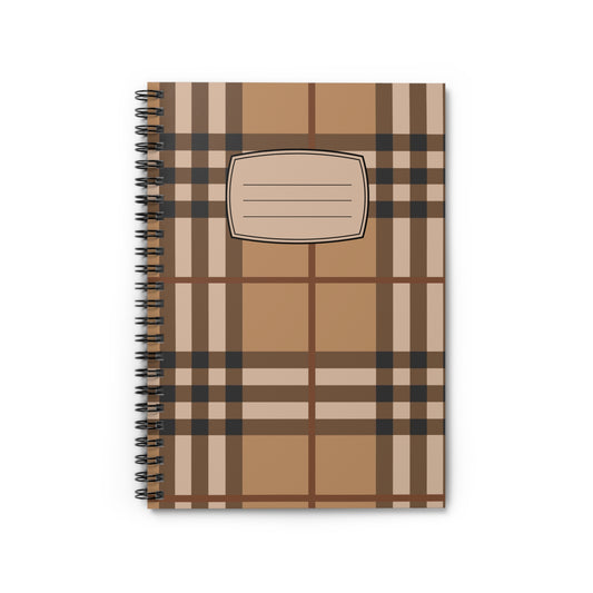 Brown Plaid Notebook Spiral Notebook | Ruled Lined Journal