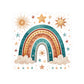 Boho Rainbow Sticker — Sun, Stars & Clouds Kiss-Cut Decal