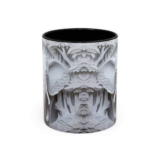 Elephant Relief Accent Coffee Mug  Grey Carved Jungle Design (11/15oz)