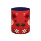 Cute Santa Pattern Accent Coffee Mug | Christmas Holiday Snowflakes