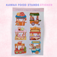 Kawaii Food Stands Sticker Sheet | Planner Laptop Decal (4x6 Inch)