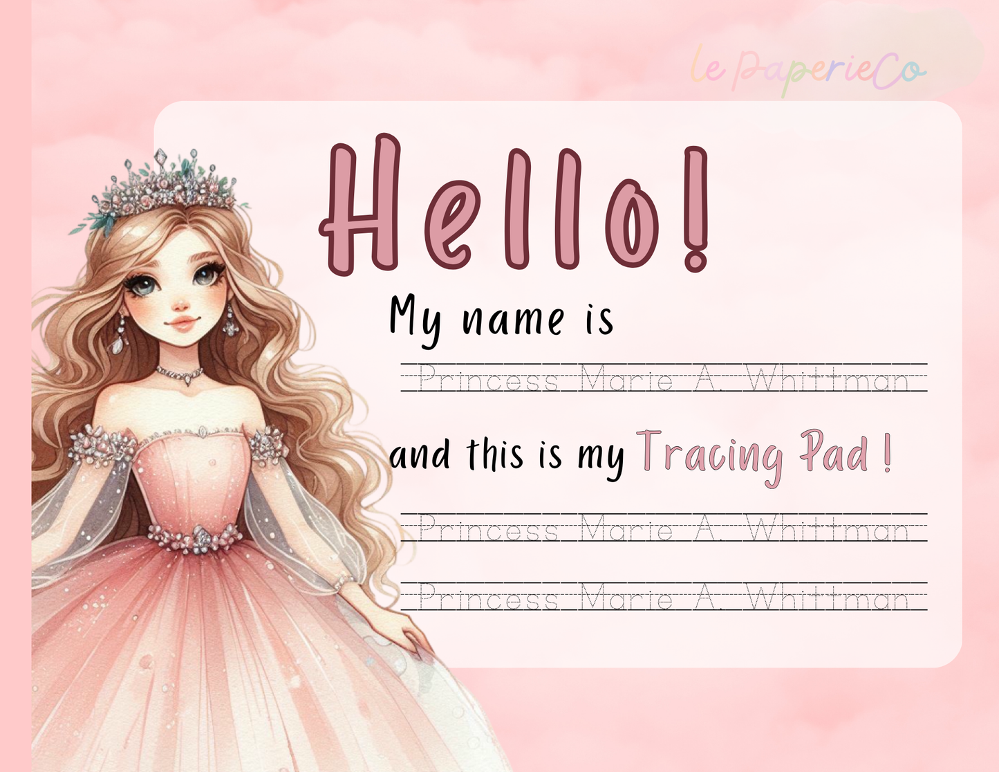 Number Tracing Pad - Princess Theme | Digital Download