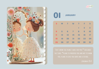 Customizable 2026 Calendar | Wood Block Stand and Clip included