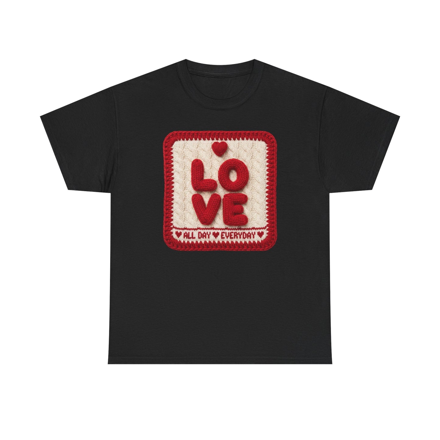 Love Patch T-Shirt — 'Love All Day Everyday' Retro Heart Graphic Tee