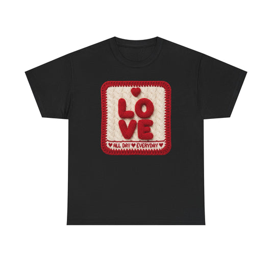 Love Patch T-Shirt — 'Love All Day Everyday' Retro Heart Graphic Tee